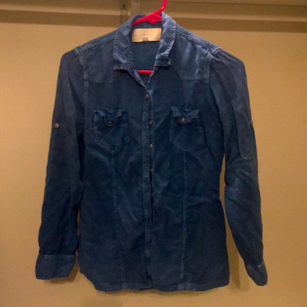 Denim like blue button down